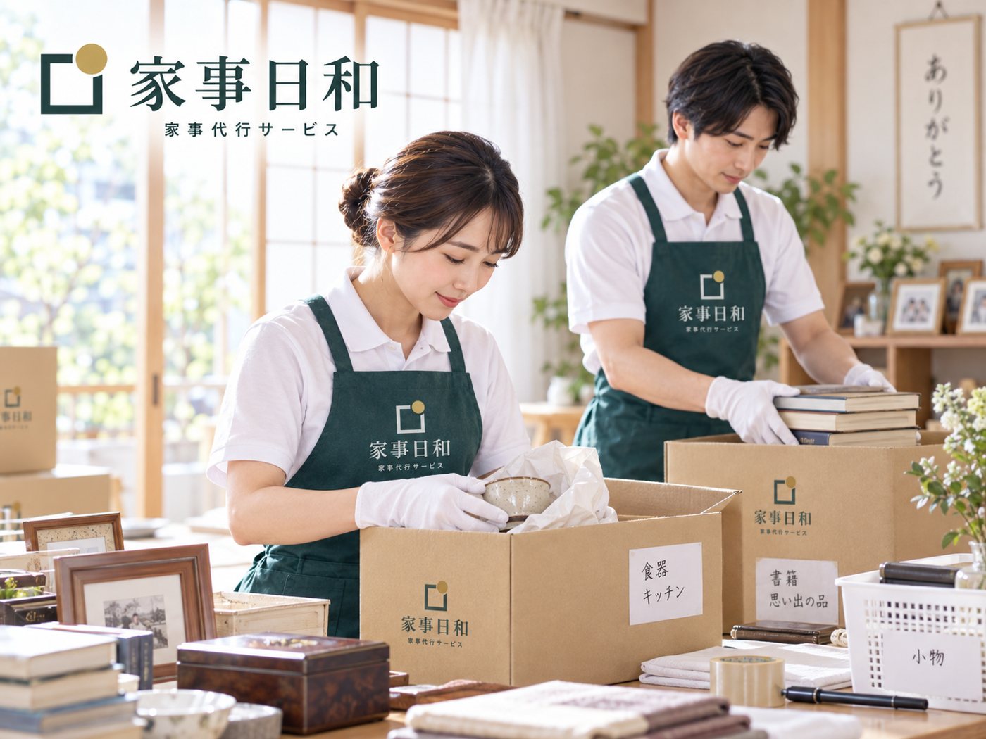 遺品を仕分けするパートナースタッフ