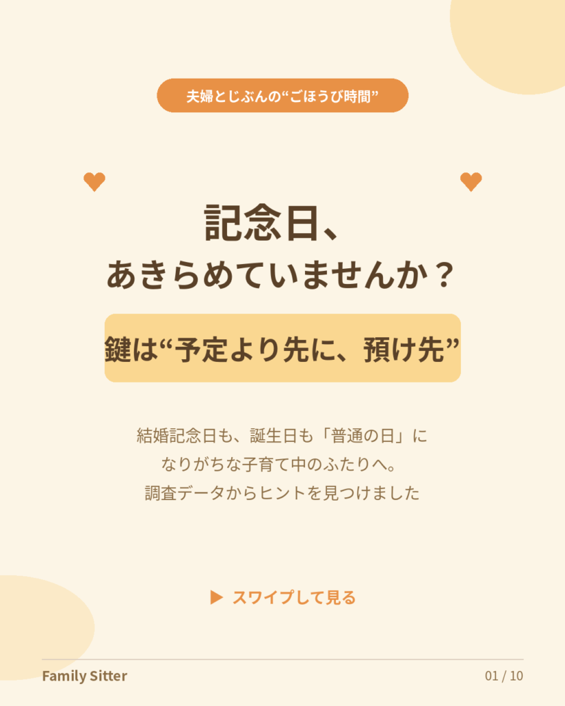 結婚記念日も、誕生日も、「普通の日」にしない ― 夫婦とじぶんに使う"記念日シッター"のすすめ